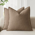 Foindtower Pack of 2, Decorative Linen Soild Throw Pillow Covers Soft Accent Cushion Case Boho Farmhouse Neutral Pillowcase for Chair Couch Sofa Bedroom Living Room Home Decor 26 x 26 Inch Light Brown