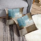 Britimes Throw Pillow Covers Modern Home Art Decor, 18 x 18 Inches Set of 2 Pillow Cases Decorative, Abstract Oil Painting Pillowcases for Bedroom, Living Room, Cushion Couch Sofa, Beige Blue