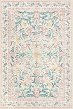 Lahome Sylvie Pink Washable Rugs for Bedroom Girls 6x9, Boho Floral Living Room Rugs Non-Slip, Soft Low-Pile Nursery Carpet for Dining Room Kids Dorm Decor, Blush