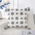 PANOD Super Soft Farmhouse Decorative Plush Throw Pillow Covers 20 x 20 Grey,Solid Pom pom Tufted with Tassels Modern Accent Boho Square Cushion Cover Pillow Case for Couch Sofa