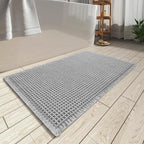 AMOAMI Upgraded Waffle Bath Mat, Super Absorbent Non Slip Bath Mats for Bathroom Floor, Washable Bathroom Rugs with Tassels, Rubber Backed Bathroom Mats, Ultra Soft, 20" x 32", Light Grey
