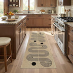 Kitchen Runner Rugs for Hallway, 2x6 Washable Farmhouse Non Slip Outdoor Runners Rug for Bedroom Porch Laundry Bathroom Geometric Brown