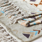 CASAAGUSTO Boho Throw Blanket - Green and Beige Decorative Blankets with Tassel, Printed Flannel Bohemian Blanket for Chair, Bed, Sofa, Couch(60 * 80, Green and Beige)