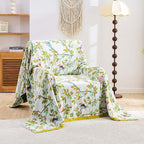 Boho Throw Blanket for Bed, 100% Cotton Soft Rustic Quilt Fall Blanket, 50"x60" Floral Printed Farmhouse Decor Bed Blankets, All Season Rustic Reversible Bohemian Throw Quilt