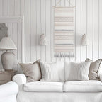 BlissBlush Long Vertical Wall Hanging Tapestry Woven Boho Farmhouse Decor Gray Cream Tassel Handmade Wall Art Decoration for Bedroom Living Room Dorm Nursery Apartment, 16x39 INCH