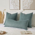 Kevin Textile 20x54 Inch Long Body Lumbar 1 Pack Boho Decorative Throw Pillow Cover Soft Striped Corduroy Rectangle Cushion Case Farmhouse Accent for Living Room Couch Sofa Bed, Teal Green