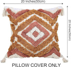Merrycolor Boho Throw Pillow Covers 20x20 with Tassels, Decorative Pillow Covers Woven Tufted Bohemian Pillow Covers for Couch Sofa Bedroom Living Room