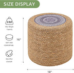 Wimarsbon 18'' Ottoman Pouf, Natural Braided Poof, Rustic Handweave Lounge Pouffe, Boho Footrest Stool for Bedroom, Accent Table for Living Room (18inch Natural Cattail-Boho Style 2)