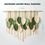 Macrame Wall Hanging Boho Wall Tapestry Handmade Woven Leaf Wall Decor Crochet Wall Art for Home Office Apartment (Green, 39.4" W x 31.5" L)