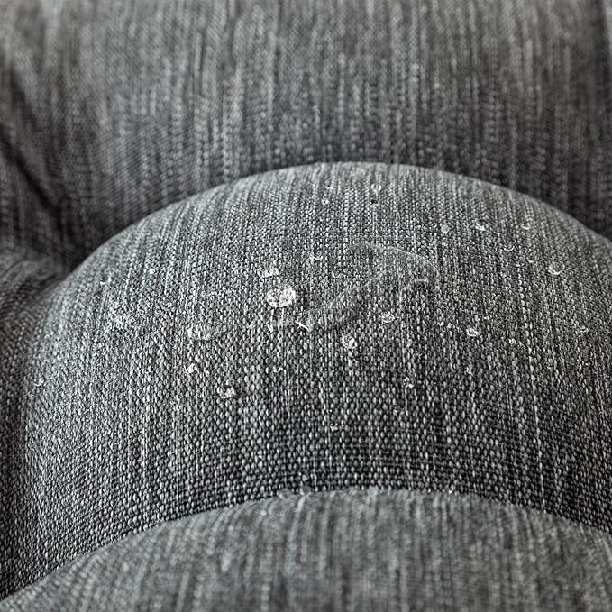 QILLOWAY Outdoor Seat/Back Chair Cushion Tufted Pillow, Spring/Summer Seasonal Replacement Cushions - Pack of 4 (Charcoal Grey/Black)