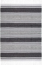 Americanflat 50x70 Authentic Mexican Throw Blanket - Falsa Blanket - Soft Cotton Throw Blankets for Indoor or Outdoor - Use for Yoga, Meditation, or Beach - Grey Stripes