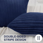 Simmore Decorative Spring Throw Pillow Covers 20x20 Set of 2, Soft Natural Plush Flannel Double-Sided Fluffy Couch Pillow Covers for Sofa Living Room, Navy Blue