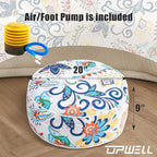 UPWELL Waterproof Inflatable Outdoor Ottoman Pouf,Portable Patio Footrest, Durable & Stylish, Perfect for Garden, Pool, Camping & Home Use - D20 xH9（ZenBase）