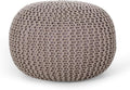 Nahunta Knitted Round Pouf - Cotton - Brown