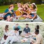 91x 71 in Extra Large Outdoor Picnic Blanket with Waterproof Mat Oversize Beach Woven Cotton Yarn Blanket with Fringe Machine Sandproof for Spring Summer Camping Beach Park(Plants,Green)