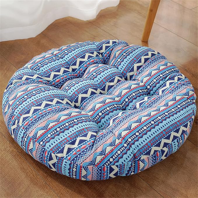 Large Round Floor Cushion, Comfortable Cotton and Linen Boho Meditation Pillow Tatami Seating Cushion for Room Reading Book Nursery Room Balcony,B,60 * 60cm(2pcs)
