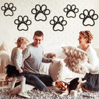 Barydat 6 Pcs Dog Room Decor Black Paw Puppy Woven Wall Hanging 3 Size Pet Wall Decor Nursery Decorations for Home Bathroom Bedroom Kitchen Dorm Art