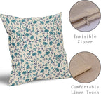 Navy Blue Teal Floral Pillow Covers 20x20 Set of 2 Vintage Rustic Old Style Cute Small Flower Print Decorative Outdoor Pillowcases Farmhouse Throw Cushion Case Decor for Couch Sofa Bed