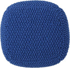 Handcrafted Knitted Cotton Round Pouf - 20x20, Modern Design, Soft and Comfortable, No Assembly, Home Decor, Knit Ottoman, Boho Floor Pouf for Living (Navy)