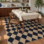 Lahome Colette Checkered Easy Jute Patio Rug, 6x9 Washable Indoor Outdoor Rug, Farmhouse Neutral Non Slip Non Shedding Low Pile Floor Carpet for Deck Living Dining Room Office Mudroom