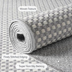 Boho Washable Area Rugs 5x7 ft, Non Slip Area Rug for Living Room, Braided Office Rugs Bedroom Rug Woven Washable Indoor Floor Carpets for Office Dining Bedroom Living Room, Easy to Clean, Gray