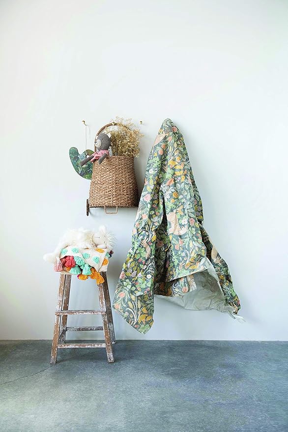 Creative Co-Op Soft Woven Cotton Throw with Tufted Dots and Tassels, Multicolor