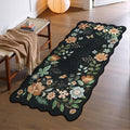Lahome Floral Entryway Rug, 2x4 Washable Kitchen Rug Ultra-Thin, Non-Slip Soft Door Mat Indoor Entrance Stain Resistant Boho Small Flore Throw Carpet for Bathroom Bedroom (2x4ft,Black/Grey)