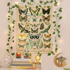 Vintage Butterfly Tapestry 48” x 36”, Long Vertical Wall Hanging Reference Illustrative Papillons Tapestries for Bedroom Aesthetic Butterfly Tapistry Cute Vertical Tapestry Wall Hanging Bedroom Decor