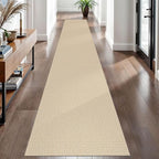 EARTHALL Washable Runner Rug 2x12 Ft Non Slip Runners for Hallways Long Cotton Rubber Backed Kitchen Runner Braided Indoor Floor Carpet Runners for Entryway, Hall, Kitchen, Golden Beige/White
