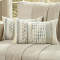 FUTEI White Grey Blue Accent Throw Pillow Covers Set of 2, 12x20 Inch Plush Tufted Striped Textured Decorative Pillow Cases for Farmhouse Boho Couch Decor