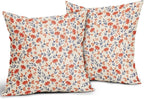 Navy Blue Orange Floral Pillow Covers 20x20 Set of 2 Vintage Rustic Old Style Cute Small Flower Print Decorative Outdoor Pillowcases Fall Farmhouse Throw Cushion Case Decor for Couch Sofa Bed