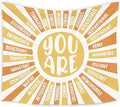 WARDOS Boho Sunshine Tapestry, You Are Inspirational Tapestry Wall Hanging, Colorful Boho Sun Positive Affirmation Wall Blanket Decor for Kids Room Nursery Playroom Classroom, 50x60 Inch (yellow)