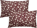 Burgundy Pillow Covers 12x20 Set of 2 Vintage Floral Rustic Old Style Cute Flower Print Rectangle Decorative Outdoor Pillowcases Seasonal Farmhouse Throw Cushion Case Couch Sofa Bed Decor