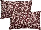 Burgundy Pillow Covers 12x20 Set of 2 Vintage Floral Rustic Old Style Cute Flower Print Rectangle Decorative Outdoor Pillowcases Seasonal Farmhouse Throw Cushion Case Couch Sofa Bed Decor
