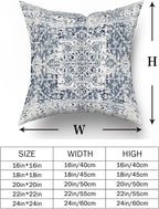 Navy Blue Grey Ethnic Boho Throw Pillow Covers 24x24 Inch Decorative Bohemian Carpet Pattern Vintage Gray Pillow Cases Rustic Cushion Covers Farmhouse Home Decor For Sofa Couch Outdoor Set of 2