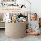 INDRESSME 115L Extra Large Woven Blanket Baskets for Storage, Toy Organizers and Storage Rope Baskets for Boys Girls Kids，Burr Basket Storage Bins for Decor Laundry Shoe, Brown