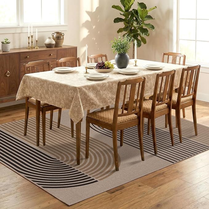 GarveeHome Modern Rainbow 8x10 Easy Jute Area Rug for Living Room -Farmhouse Indoor/Outdoor Carpet, Non-Slip & Non Shedding for Bedroom, Dining Room, Office, Backyard Patio