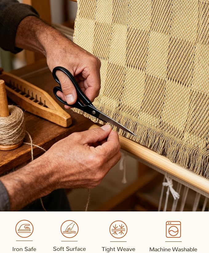 BESTSWEETIE 5'x7' Washable Rug Hand-Woven Low Pile Soft Checkerboard Pattern Reversible Checkered Braided Rugs with Short Fringe Carpet for Living Room Bedroom Dining Room Home Decor - Naturejute