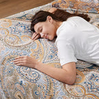 100% Cotton Boho Throw Blanket for Home Decor – Classic Farmhouse Quilt Bedding, Muslin Blankets for Adults, Vintage Woven Decorative Blanket for Couch, Bed Layering Use, Paisley Pattern, 50"x60"