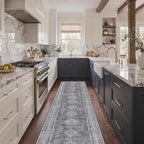 GENIMO Runner Rug 2x10 Non Slip Machine Washable Hallway Runner Rug, Low Pile Lightweight Rugs for Entryway, Hallway, Kitchen and Corridor, Vintage Grey