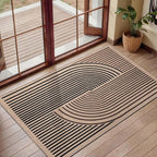 Tangsoo Rainbow Easy Jute Rug,2x3 Washable Small Area Rug for Entryway Non-Slip Ultra Thin Brown Black Outdoor Mat Modern Farmhouse Carpet for Entrance Kitchen Bedroom Front Porch Patio
