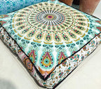 ICC Mandala Floor Pillow Cushions Cover Seating Throw Covers Hippie Decorative Bohemian Ottoman Poufs Cases Boho Indian Large Pouf Decor Kids Cushion Case Meditation Zipped 24 Inches Square Musturd