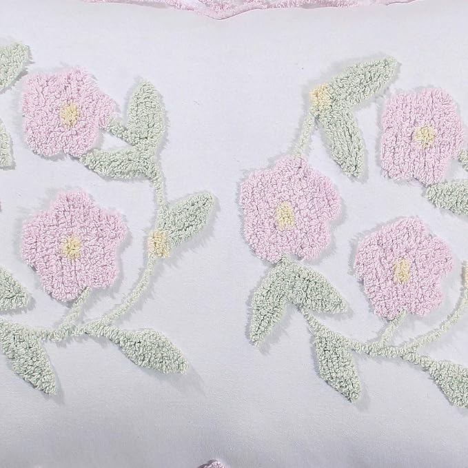 Better Trends Bloomfield Collection is Super Soft and Light Weight in Floral Design 100% Cotton Tufted Unique Luxurious Machine Washable Tumble Dry, Standard Sham, Rose