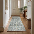 2'x6' Washable Runner Rug Utral Soft Lightweight Vintage Boho Distressed Non-Slip Backing,Low Pile Stain Resistant Farmhouse Rug for High-Traffic Hallway, Kitchen & Laundry