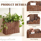 2 Pack Scalloped Wicker Hanging Basket for Organizing Woven Wall Baskets for Front Door Mail Flowers Books Accessories Boho Rustic Farmhouse Wall Decor (Pe Rattan)
