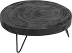 Creative Co-Op Decorative Paulownia Wood Pedestal, Black, 11"