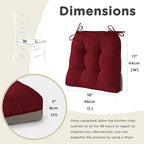 AddGrace Chair Cushions for Dining Chairs Set of 2 Kitchen Seat Cushions with Ties and Non Slip Backing Tufted Indoor Seat Pad for Kitchen Dining Room 18" x 17" x 3" Burgundy