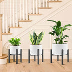 2PCS Adjustable Metal Plant Stand Black, Fits 6 -10 Inch Heavy Duty Flower Pots Holder - Floor Single Plant Stands Indoor Outdoor for Corner Planter Outside Potted Plants (Pot Not Included)