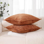 HPUK Fall Chenille Soft Throw Pillow Covers 18x18 Set of 2, Accent Cushion Covers for Living Room, Bedroom, Decorative Solid Color Pillow Covers for Couch, Sofa, Chair, Orange