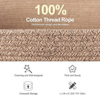 Large Storage Basket for Blankets, 75L Woven Blanket Storage for Living Room, Cotton Rope Baskets for Organizing, Kids Dog Toy Bin Box, Rectangle Pillow Holder Organizer, 22”x17”x12”